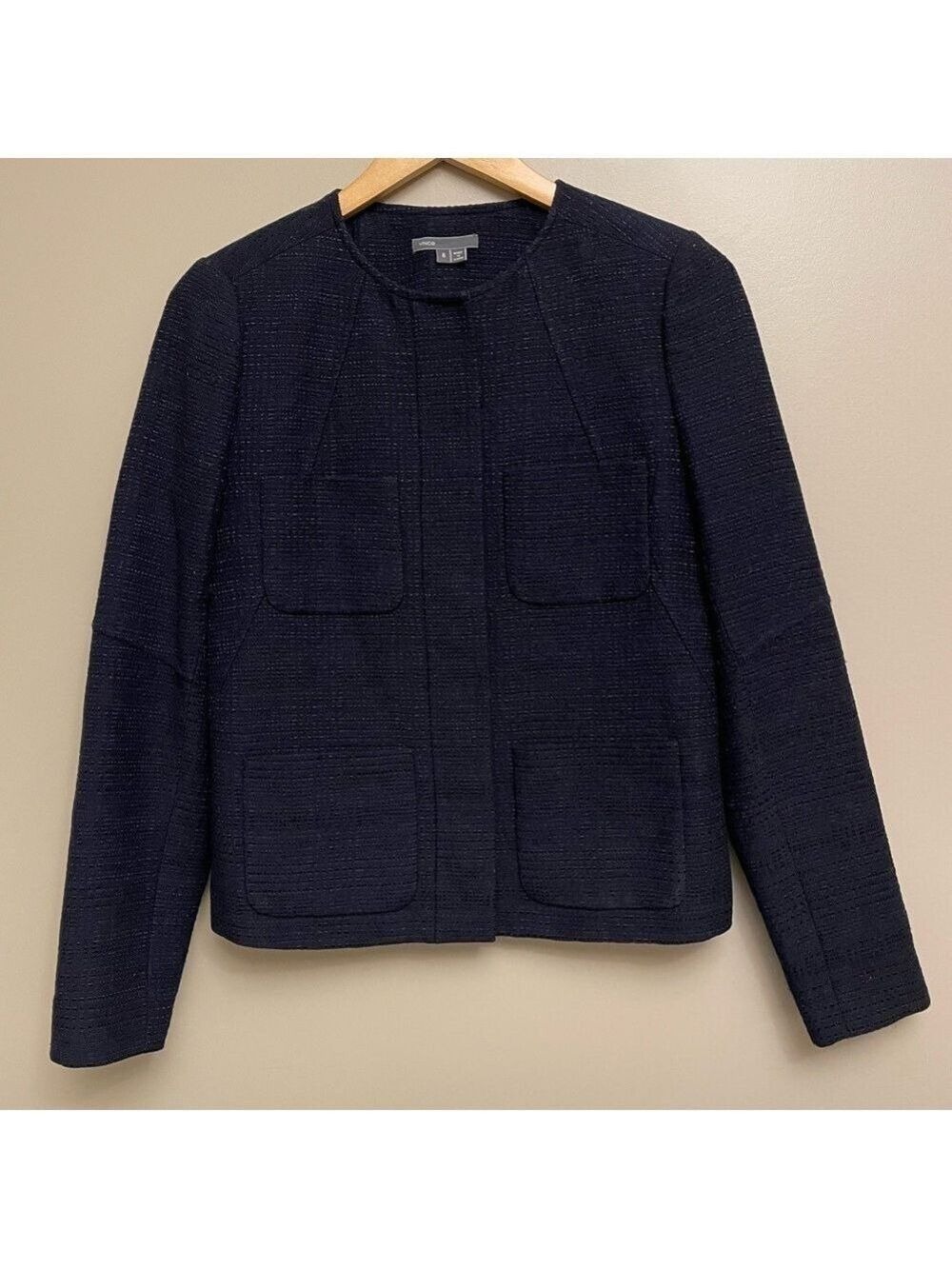 Vince Navy Wool Snap Button Jacket Size 6